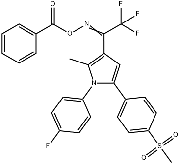 3-[(BENZOYLOXY)-2,2,2-TRIFLUOROETHANIMIDOYL]-1-(4-FLUOROPHENYL)-2-METHYL-5-[4-(METHYLSULFONYL)PHENYL]-1H-PYRROLE 结构式