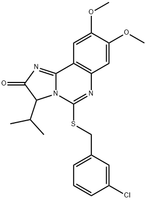 5-[(3-CHLOROBENZYL)SULFANYL]-3-ISOPROPYL-8,9-DIMETHOXYIMIDAZO[1,2-C]QUINAZOLIN-2(3H)-ONE 结构式