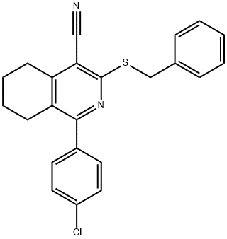 3-(BENZYLSULFANYL)-1-(4-CHLOROPHENYL)-5,6,7,8-TETRAHYDRO-4-ISOQUINOLINECARBONITRILE 结构式