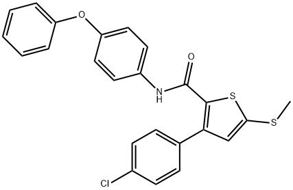 3-(4-CHLOROPHENYL)-5-(METHYLSULFANYL)-N-(4-PHENOXYPHENYL)-2-THIOPHENECARBOXAMIDE 结构式