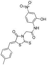 N-(2-HYDROXY-4-NITROPHENYL)-2-[(5Z)-5-(4-METHYLBENZYLIDENE)-4-OXO-2-THIOXO-1,3-THIAZOLIDIN-3-YL]ACETAMIDE 结构式