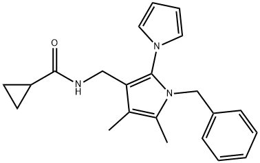 N-[(2-PYRROLO-1-BENZYL-4,5-DIMETHYL-1H-PYRROL-3-YL)METHYL]-CYCLOPROPANECARBOXAMIDE 结构式