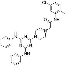 2-(4-(4,6-BIS(PHENYLAMINO)-1,3,5-TRIAZIN-2-YL)PIPERAZIN-1-YL)-N-(5-CHLORO-2-METHYLPHENYL)ACETAMIDE 结构式