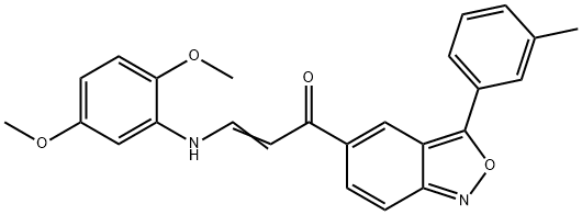 (E)-3-(2,5-DIMETHOXYANILINO)-1-[3-(3-METHYLPHENYL)-2,1-BENZISOXAZOL-5-YL]-2-PROPEN-1-ONE 结构式