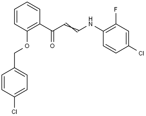 (E)-1-(2-[(4-Chlorobenzyl)oxy]phenyl)-3-(4-chloro-2-fluoroanilino)-2-propen-1-one 结构式