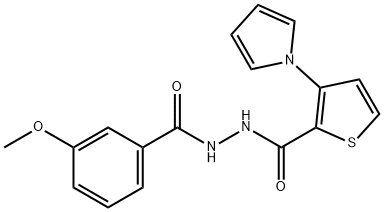 N'-(3-甲氧基苯甲酰基)-3-(1H-吡咯-1-基)噻吩-2-甲酰肼 结构式