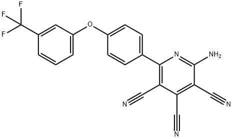 2-AMINO-6-(4-[3-(TRIFLUOROMETHYL)PHENOXY]PHENYL)-3,4,5-PYRIDINETRICARBONITRILE 结构式