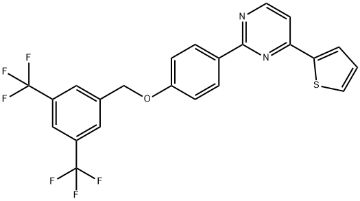 2-(4-([3,5-BIS(TRIFLUOROMETHYL)BENZYL]OXY)PHENYL)-4-(2-THIENYL)PYRIMIDINE 结构式