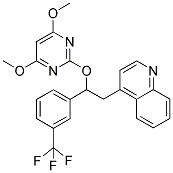 4-[2-((4,6-DIMETHOXYPYRIMIDIN-2-YL)OXY)-2-(3-(TRIFLUOROMETHYL)PHENYL)ETHYL]QUINOLINE 结构式