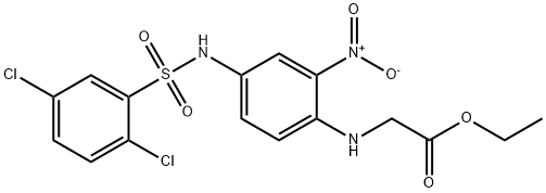 Ethyl 2-(4-([(2,5-dichlorophenyl)sulfonyl]amino)-2-nitroanilino)acetate 结构式