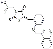 {(5E)-5-[2-(1-NAPHTHYLMETHOXY)BENZYLIDENE]-4-OXO-2-THIOXO-1,3-THIAZOLIDIN-3-YL}ACETIC ACID 结构式