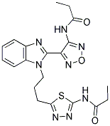 N-(5-(3-(2-(4-PROPIONAMIDO-1,2,5-OXADIAZOL-3-YL)-1H-BENZO[D]IMIDAZOL-1-YL)PROPYL)-1,3,4-THIADIAZOL-2-YL)PROPIONAMIDE 结构式