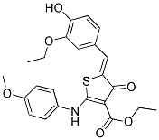 (Z)-ETHYL 5-(3-ETHOXY-4-HYDROXYBENZYLIDENE)-2-(4-METHOXYPHENYLAMINO)-4-OXO-4,5-DIHYDROTHIOPHENE-3-CARBOXYLATE 结构式