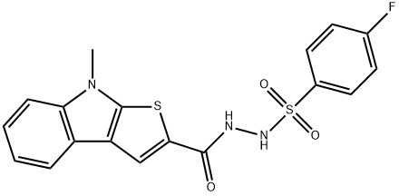 4-FLUORO-N'-[(8-METHYL-8H-THIENO[2,3-B]INDOL-2-YL)CARBONYL]BENZENESULFONOHYDRAZIDE 结构式