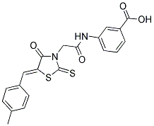 3-(([(5Z)-5-(4-METHYLBENZYLIDENE)-4-OXO-2-THIOXO-1,3-THIAZOLIDIN-3-YL]ACETYL)AMINO)BENZOIC ACID 结构式