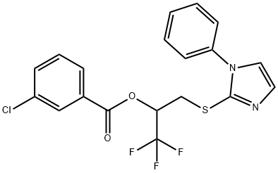 2,2,2-TRIFLUORO-1-([(1-PHENYL-1H-IMIDAZOL-2-YL)SULFANYL]METHYL)ETHYL 3-CHLOROBENZENECARBOXYLATE 结构式