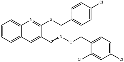 2-[(4-CHLOROBENZYL)SULFANYL]-3-QUINOLINECARBALDEHYDE O-(2,4-DICHLOROBENZYL)OXIME 结构式