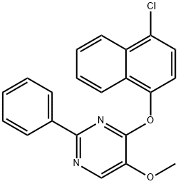 4-CHLORO-1-NAPHTHYL 5-METHOXY-2-PHENYL-4-PYRIMIDINYL ETHER 结构式