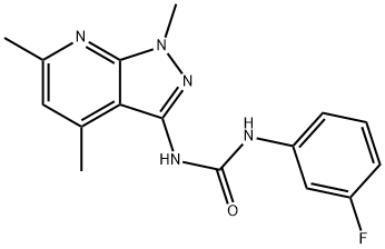 N-(3-FLUOROPHENYL)-N'-(1,4,6-TRIMETHYL-1H-PYRAZOLO[3,4-B]PYRIDIN-3-YL)UREA 结构式