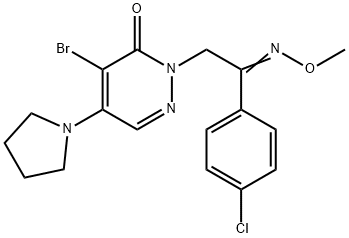 4-BROMO-2-[2-(4-CHLOROPHENYL)-2-(METHOXYIMINO)ETHYL]-5-(1-PYRROLIDINYL)-3(2H)-PYRIDAZINONE 结构式