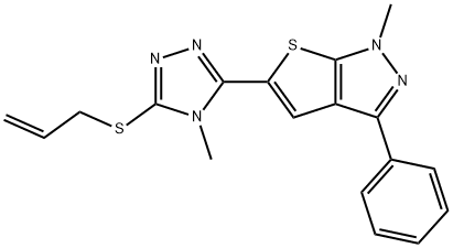 5-[5-(ALLYLSULFANYL)-4-METHYL-4H-1,2,4-TRIAZOL-3-YL]-1-METHYL-3-PHENYL-1H-THIENO[2,3-C]PYRAZOLE 结构式