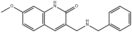 3-(BENZYLAMINO-METHYL)-7-METHOXY-1H-QUINOLIN-2-ONE 结构式