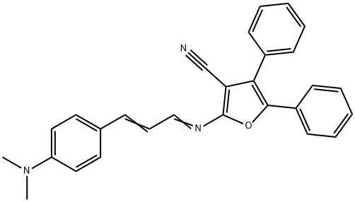 2-(((E,2E)-3-[4-(DIMETHYLAMINO)PHENYL]-2-PROPENYLIDENE)AMINO)-4,5-DIPHENYL-3-FURONITRILE 结构式