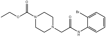 Ethyl 4-((N-(2-bromophenyl)carbamoyl)methyl)piperazinecarboxylate 结构式