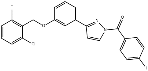 (3-(3-[(2-Chloro-6-fluorobenzyl)oxy]phenyl)-1H-pyrazol-1-yl)(4-iodophenyl)methanone 结构式