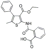 2-(([3-(Ethoxycarbonyl)-5-methyl-4-phenylthien-2-yl]amino)carbonyl)benzoic acid 结构式