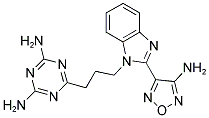6-{3-[2-(4-AMINO-1,2,5-OXADIAZOL-3-YL)-1H-BENZIMIDAZOL-1-YL]PROPYL}-1,3,5-TRIAZINE-2,4-DIAMINE 结构式