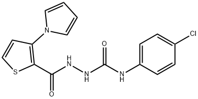 N-(4-CHLOROPHENYL)-2-([3-(1H-PYRROL-1-YL)-2-THIENYL]CARBONYL)-1-HYDRAZINECARBOXAMIDE 结构式