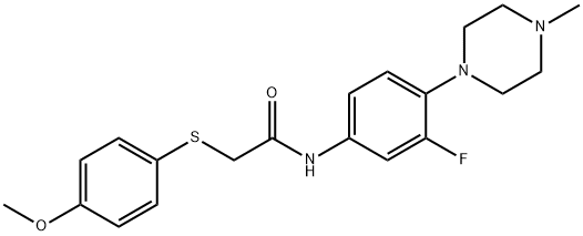 N-[3-FLUORO-4-(4-METHYLPIPERAZINO)PHENYL]-2-[(4-METHOXYPHENYL)SULFANYL]ACETAMIDE 结构式