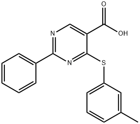 4-[(3-METHYLPHENYL)SULFANYL]-2-PHENYL-5-PYRIMIDINECARBOXYLIC ACID 结构式