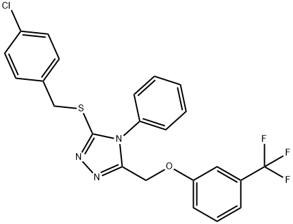 (5-[(4-CHLOROBENZYL)SULFANYL]-4-PHENYL-4H-1,2,4-TRIAZOL-3-YL)METHYL 3-(TRIFLUOROMETHYL)PHENYL ETHER 结构式