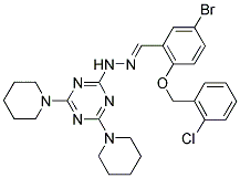 (E)-2-(2-(5-BROMO-2-(2-CHLOROBENZYLOXY)BENZYLIDENE)HYDRAZINYL)-4,6-DI(PIPERIDIN-1-YL)-1,3,5-TRIAZINE 结构式