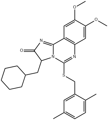 3-(CYCLOHEXYLMETHYL)-5-[(2,5-DIMETHYLBENZYL)SULFANYL]-8,9-DIMETHOXYIMIDAZO[1,2-C]QUINAZOLIN-2(3H)-ONE 结构式