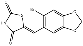 5-[(Z)-(6-Bromo-1,3-benzodioxol-5-yl)methylidene]-1,3-thiazolane-2,4-dione 结构式