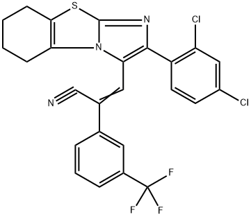 (Z)-3-[2-(2,4-DICHLOROPHENYL)-5,6,7,8-TETRAHYDROIMIDAZO[2,1-B][1,3]BENZOTHIAZOL-3-YL]-2-[3-(TRIFLUOROMETHYL)PHENYL]-2-PROPENENITRILE 结构式