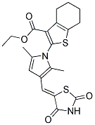 (Z)-ETHYL 2-(3-((2,4-DIOXOTHIAZOLIDIN-5-YLIDENE)METHYL)-2,5-DIMETHYL-1H-PYRROL-1-YL)-4,5,6,7-TETRAHYDROBENZO[B]THIOPHENE-3-CARBOXYLATE 结构式