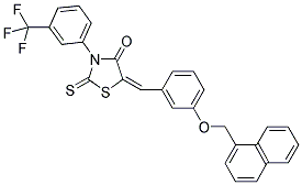 (E)-5-(3-(NAPHTHALEN-1-YLMETHOXY)BENZYLIDENE)-2-THIOXO-3-(3-(TRIFLUOROMETHYL)PHENYL)THIAZOLIDIN-4-ONE 结构式