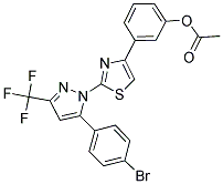 3-{2-[5-(4-BROMOPHENYL)-3-(TRIFLUOROMETHYL)-1H-PYRAZOL-1-YL]-1,3-THIAZOL-4-YL}PHENYL ACETATE 结构式