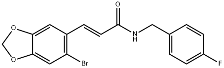 (E)-3-(6-Bromo-1,3-benzodioxol-5-yl)-N-(4-fluorobenzyl)-2-propenamide 结构式