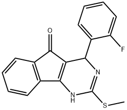 4-(2-Fluorophenyl)-2-(methylsulfanyl)-1,4-dihydro-5H-indeno[1,2-d]pyrimidin-5-one 结构式