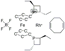 (-)-1,1'-BIS((2S,4S)-2,4-DIETHYLPHOSPHOTANE)FERROCENE(1,5-CYCLOOCTADIENE)RHODIUM(I)TETRAFLUOROBORATE 结构式