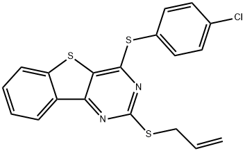 2-(ALLYLSULFANYL)-4-[(4-CHLOROPHENYL)SULFANYL][1]BENZOTHIENO[3,2-D]PYRIMIDINE 结构式