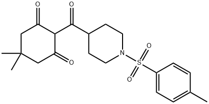 5,5-DIMETHYL-2-((1-[(4-METHYLPHENYL)SULFONYL]-4-PIPERIDINYL)CARBONYL)-1,3-CYCLOHEXANEDIONE 结构式