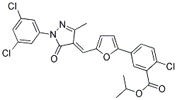 (E)-ISOPROPYL 2-CHLORO-5-(5-((1-(3,5-DICHLOROPHENYL)-3-METHYL-5-OXO-1H-PYRAZOL-4(5H)-YLIDENE)METHYL)FURAN-2-YL)BENZOATE 结构式