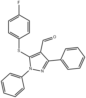 5-[(4-FLUOROPHENYL)SULFANYL]-1,3-DIPHENYL-1H-PYRAZOLE-4-CARBALDEHYDE 结构式