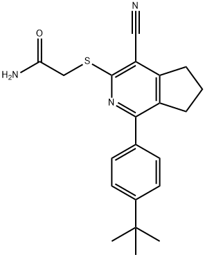2-((1-(4-(叔丁基)苯基)-4-氰基-6,7-二氢-5H-环戊[C]吡啶-3-基)硫代)乙酰胺 结构式